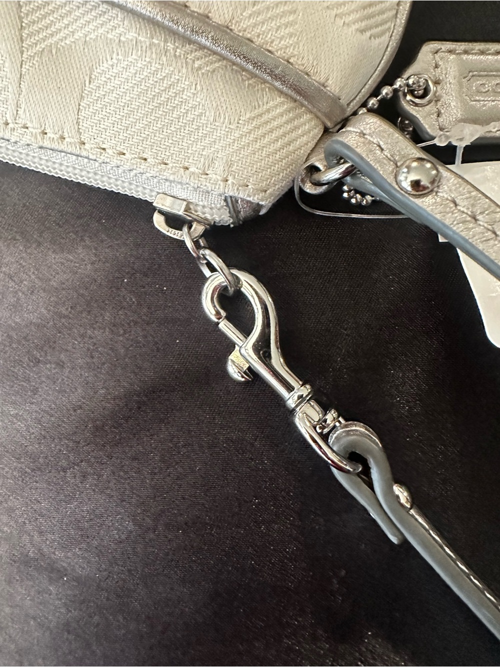 COACH Cream Signature Wristlet with Silver Trim - Picture 3 of 10